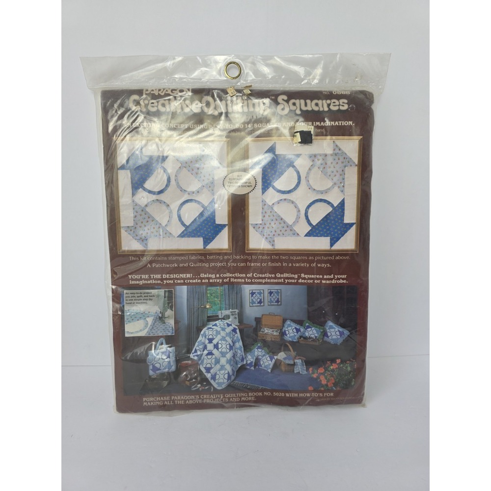 Vintage Paragon Creative Quilting Squares Kit Blue‎ Hearts and Flowers New 0888